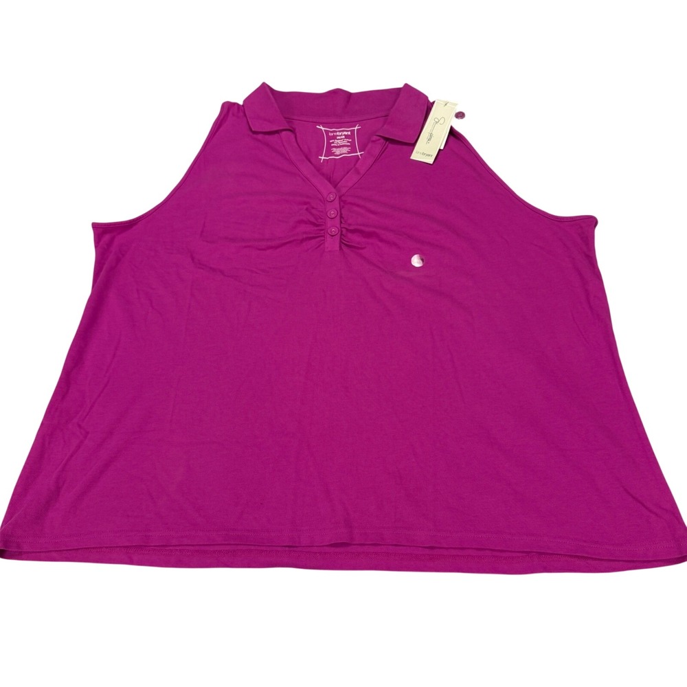 Lane Bryant Supima Cotton Sleeveless Polo Shirt Magenta Pink Plus Size 26/28 NWT